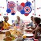 4th of July Patriotic Party Decorations Set, American Flag Hanging Paper Fans, Paper Flower Balls Pom Poms, 4Pcs Star Streamers Banner Garland Independence Day Party Supplies